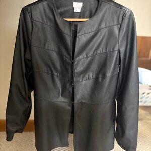 Chicos Faux Leather Peplum Blazer Size 0 (Small 4/6)